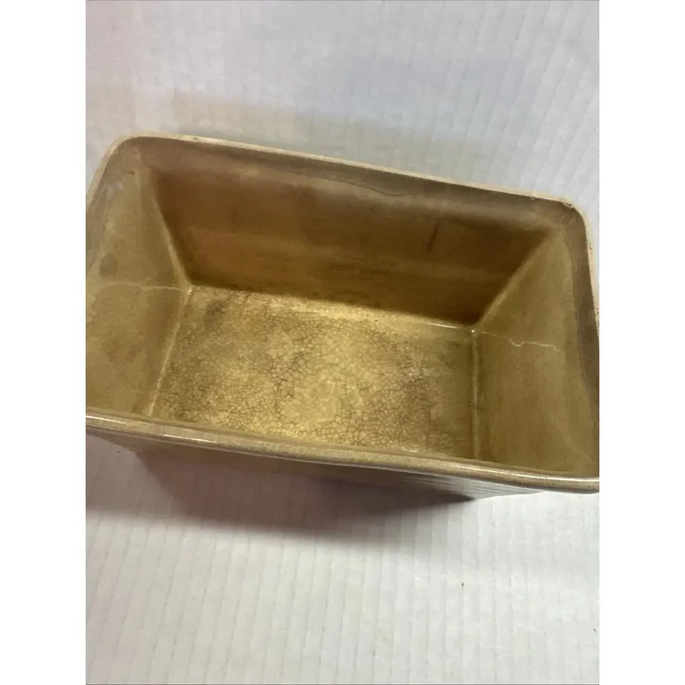 Antique Gem Clay Pottery Covered Dish trinket box black & tan neutral minimalist